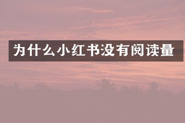 为什么小红书没有阅读量