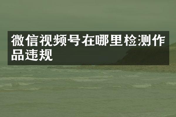 微信视频号在哪里检测作品违规
