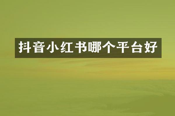 抖音小红书哪个平台好