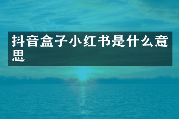 抖音盒子小红书是什么意思