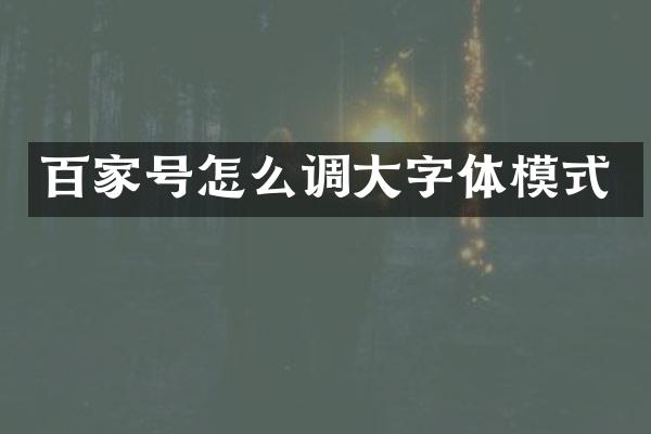 百家号怎么调大字体模式