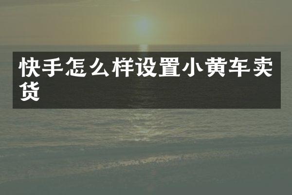 快手怎么样设置小黄车卖货