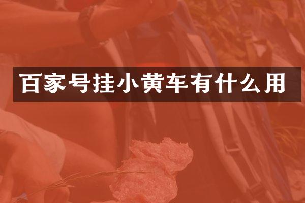 百家号挂小黄车有什么用
