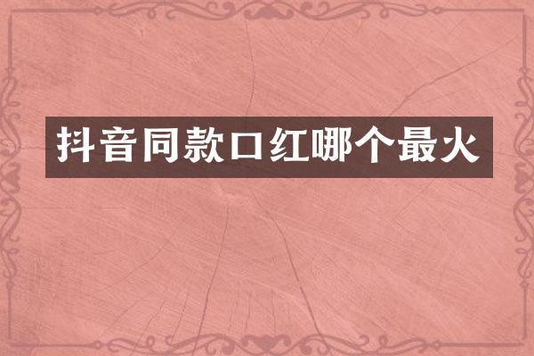 抖音同款口红哪个最火