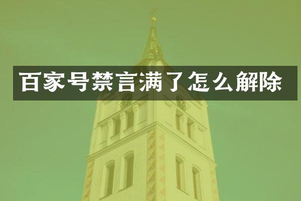 百家号禁言满了怎么解除
