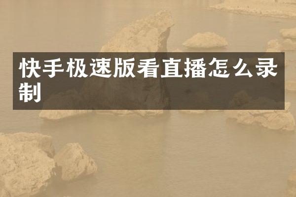 快手极速版看直播怎么录制