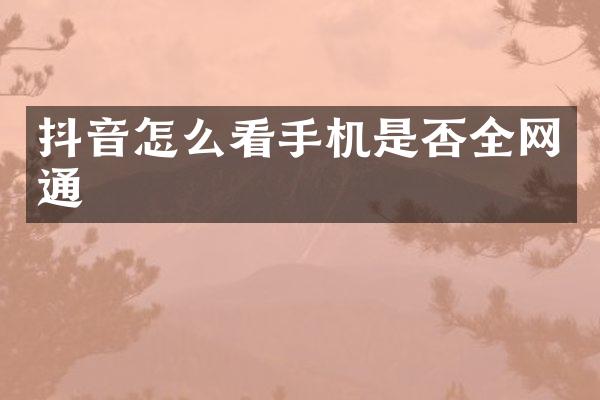 抖音怎么看手机是否全网通