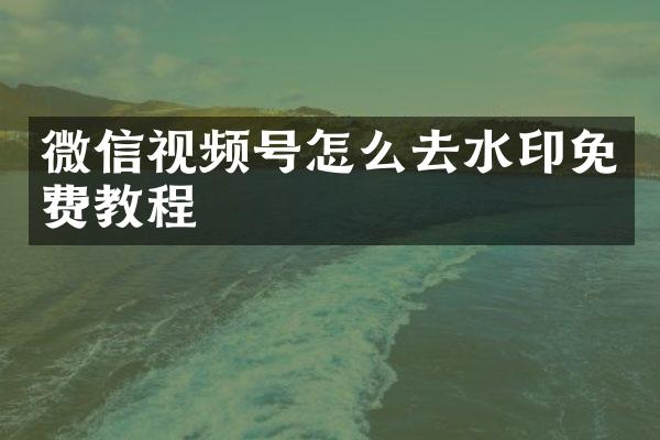 微信视频号怎么去水印免费教程