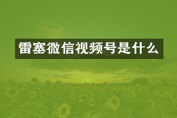 雷塞微信视频号是什么
