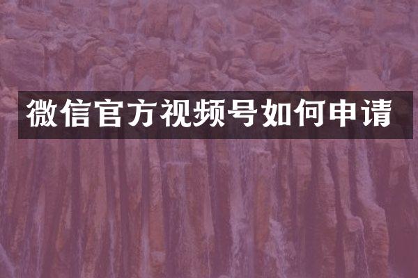 微信官方视频号如何申请