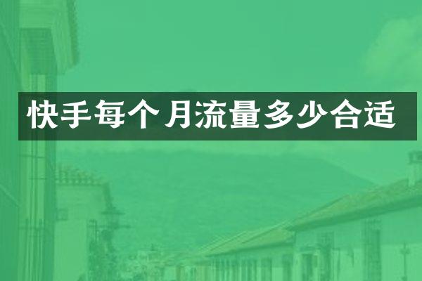 快手每个月流量多少合适