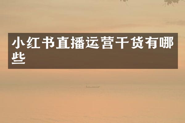 小红书直播运营干货有哪些