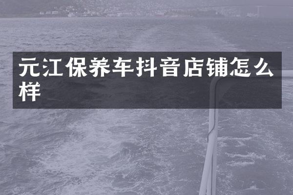 元江保养车抖音店铺怎么样