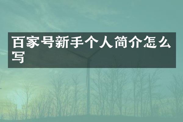 百家号新手个人简介怎么写