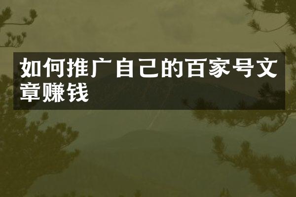 如何推广自己的百家号文章赚钱
