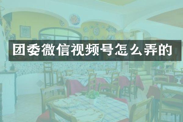 团委微信视频号怎么弄的