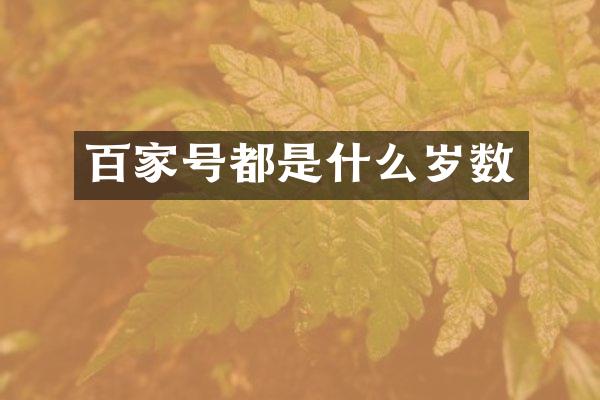 百家号都是什么岁数