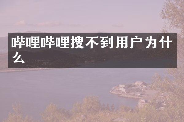 哔哩哔哩搜不到用户为什么