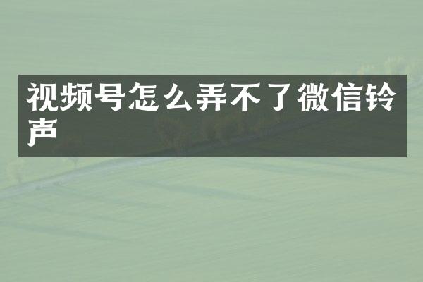 视频号怎么弄不了微信铃声