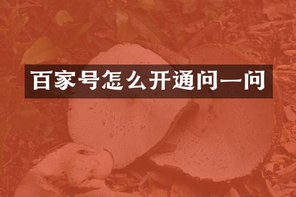 百家号怎么开通问一问