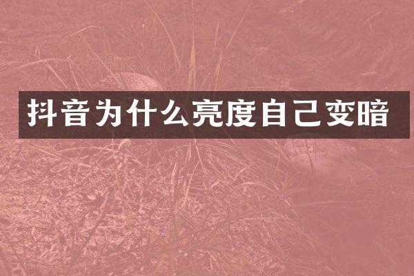 抖音为什么亮度自己变暗