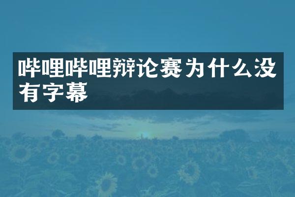 哔哩哔哩辩论赛为什么没有字幕