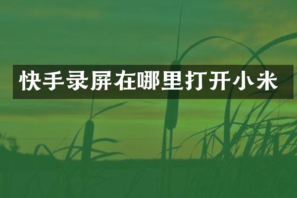 快手录屏在哪里打开小米