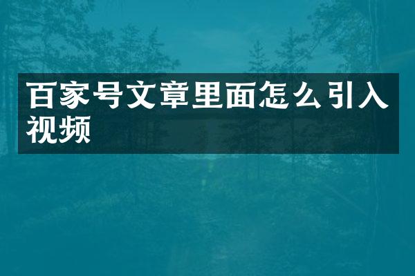 百家号文章里面怎么引入视频
