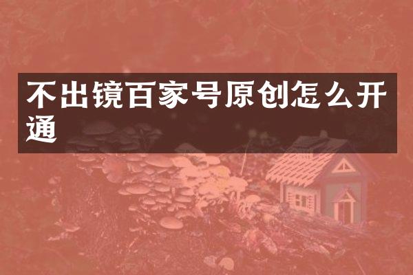 不出镜百家号原创怎么开通