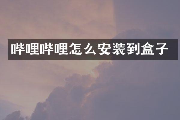 哔哩哔哩怎么安装到盒子