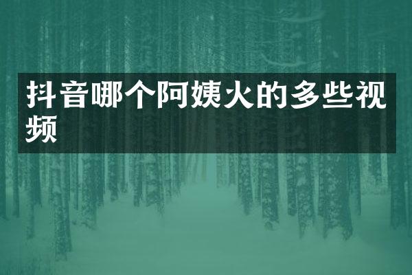 抖音哪个阿姨火的多些视频