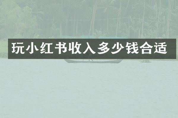 玩小红书收入多少钱合适