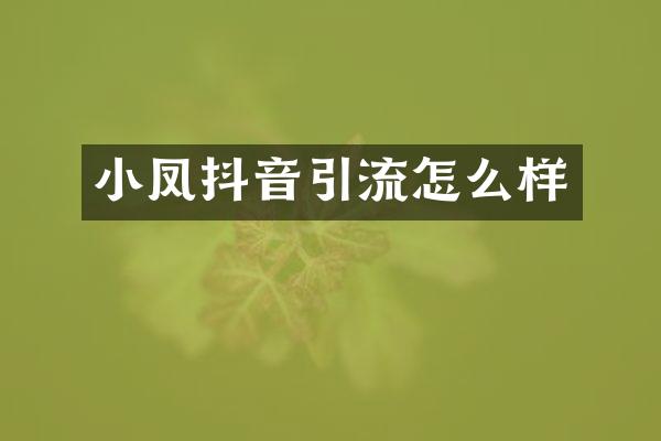 小凤抖音引流怎么样