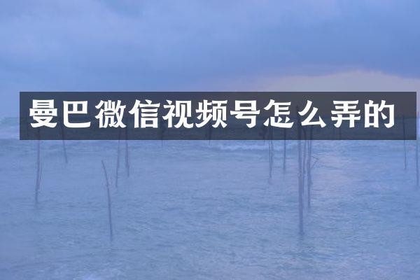 曼巴微信视频号怎么弄的