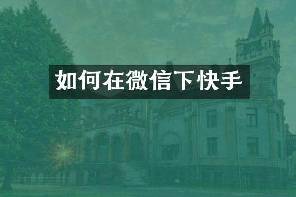如何在微信下快手