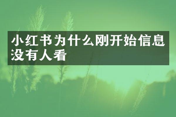 小红书为什么刚开始信息没有人看