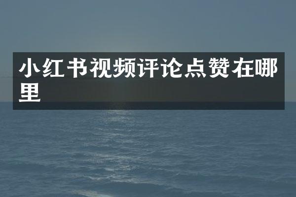 小红书视频评论点赞在哪里