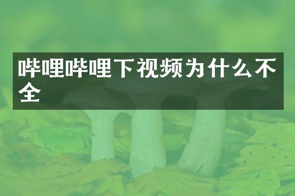 哔哩哔哩下视频为什么不全