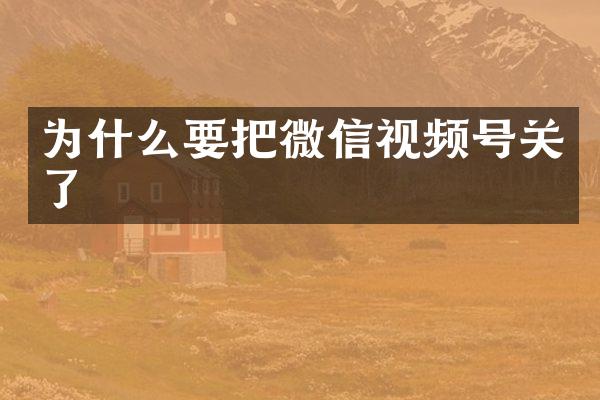 为什么要把微信视频号关了