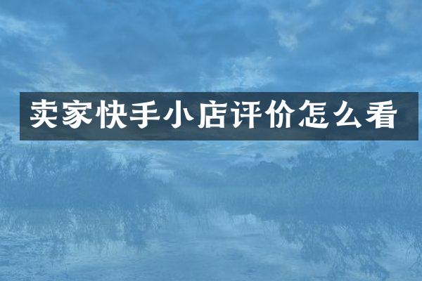 卖家快手小店评价怎么看