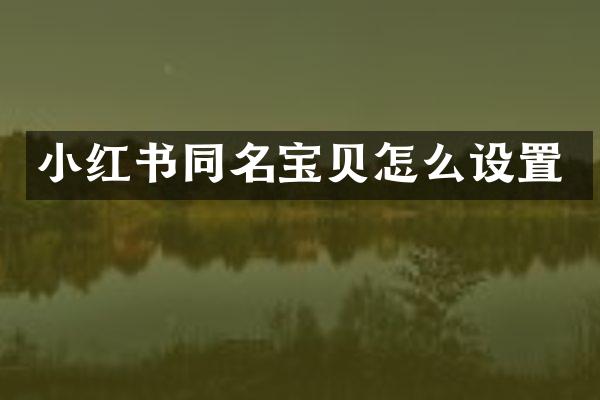 小红书同名宝贝怎么设置