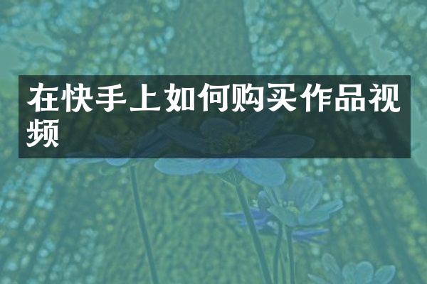 在快手上如何购买作品视频