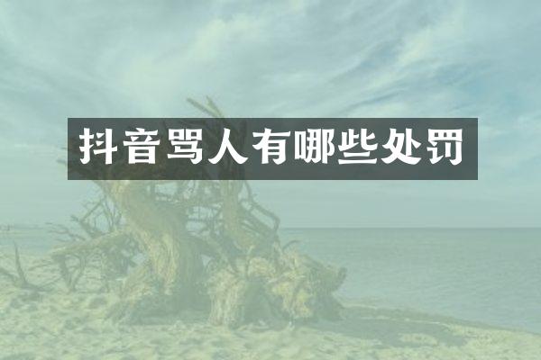 抖音骂人有哪些处罚