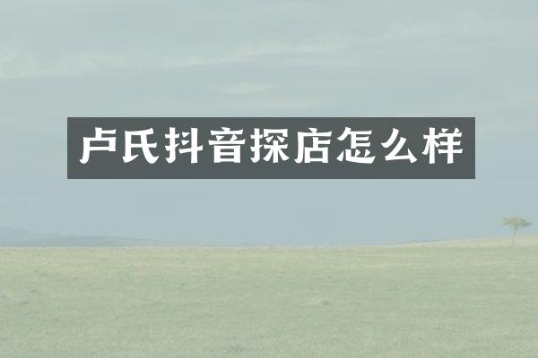 卢氏抖音探店怎么样