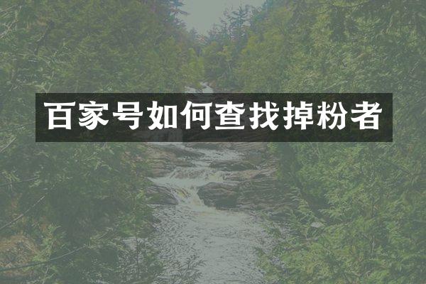 百家号如何查找掉粉者