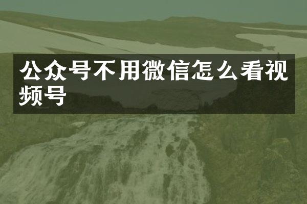 公众号不用微信怎么看视频号