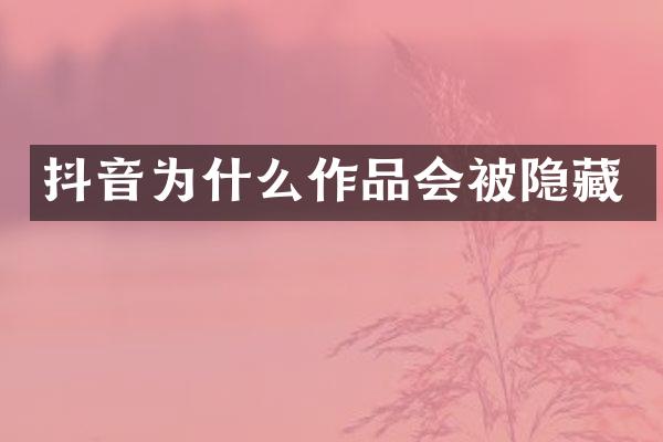 抖音为什么作品会被隐藏