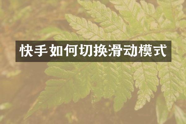 快手如何切换滑动模式