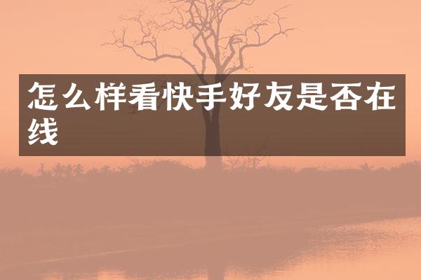 怎么样看快手好友是否在线