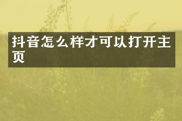 抖音怎么样才可以打开主页